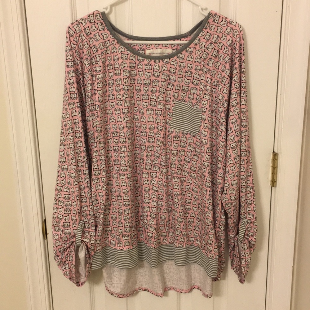 Cuddl Duds kitty cat pajama shirt
